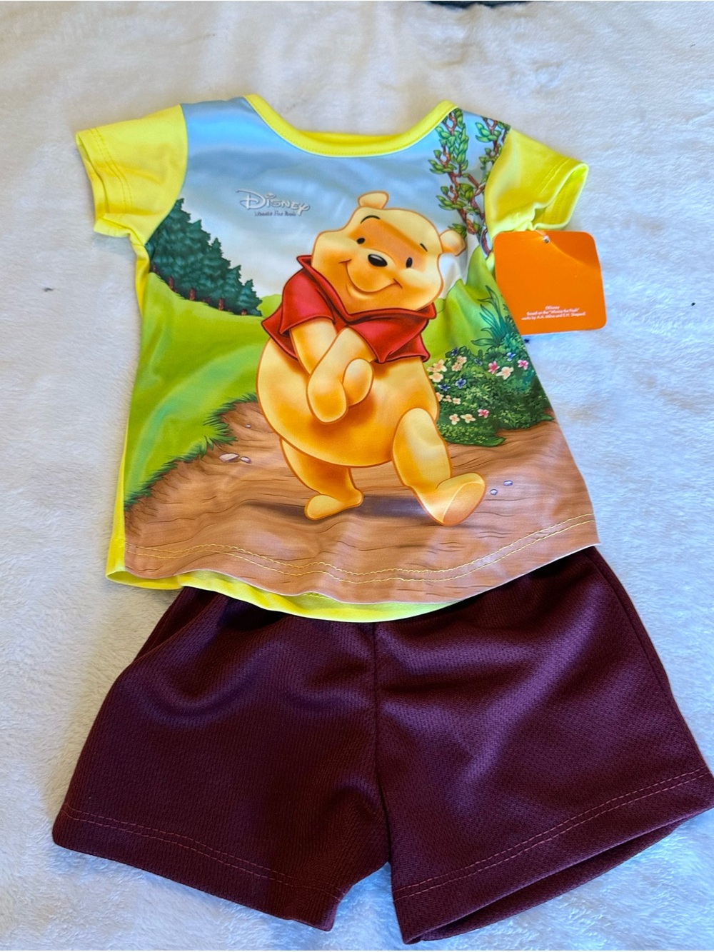 Disney Winnie the Pooh Yellow and Burgundy Kids Matching Set